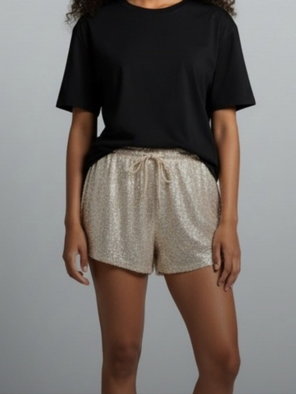 Oh Polly Rose Gold Sequin Swim Shorts
